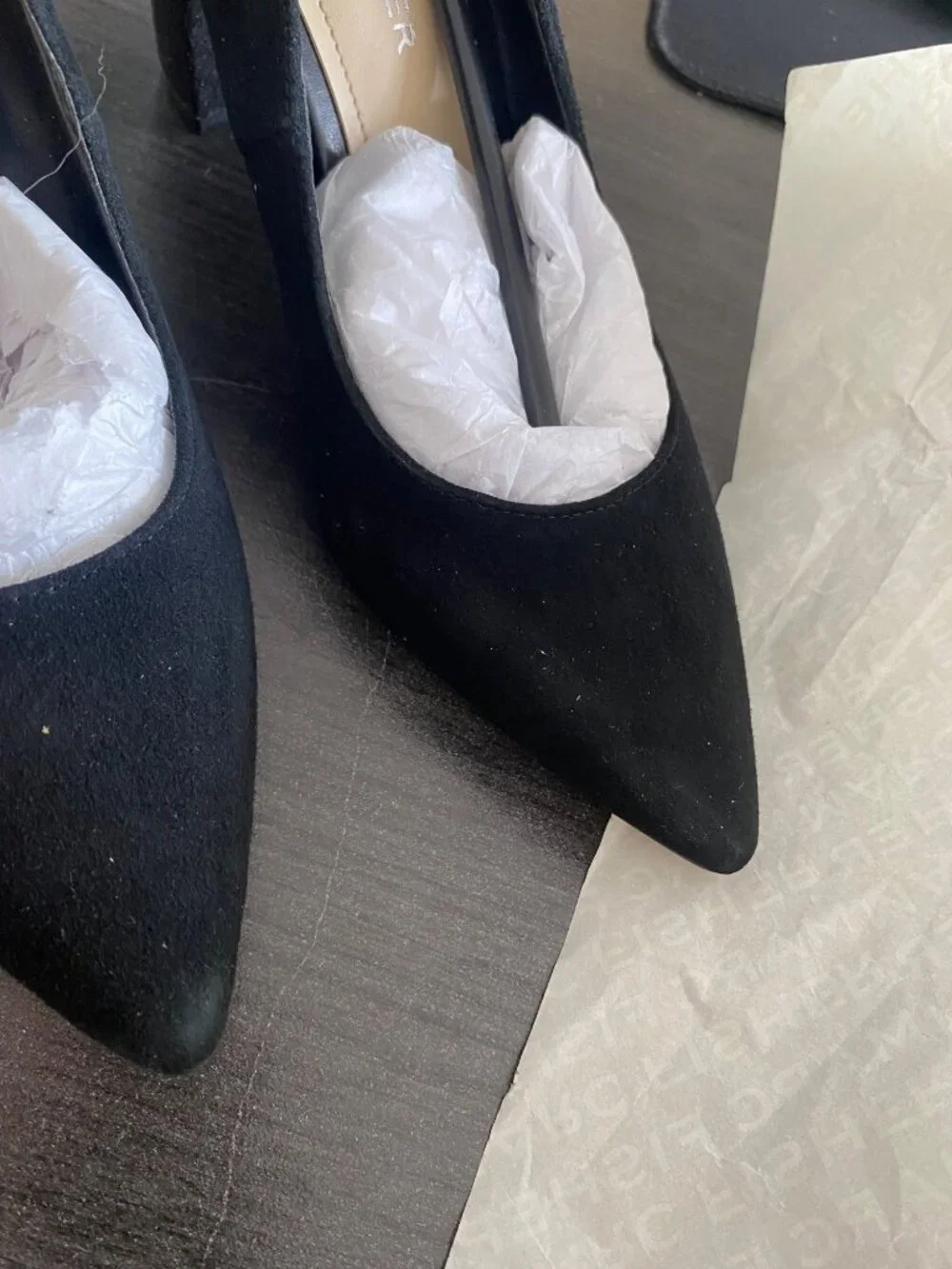 Marc Fisher Womens Viviene High Block Heel Pumps Black Suede Size 6.5M Defected